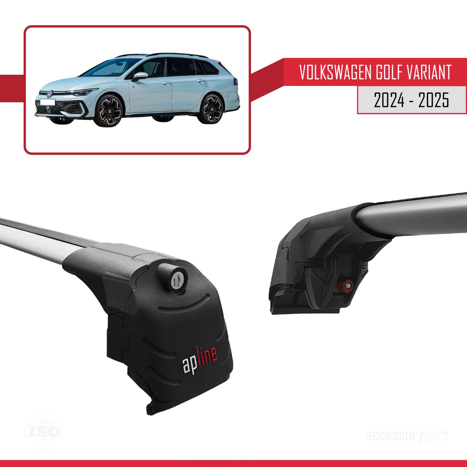 Volkswagen Golf Variant 2024-2025 Arası ile uyumlu ACE-2 Ara Atkı Tavan Barı Gri 2 Adet - Görsel 3