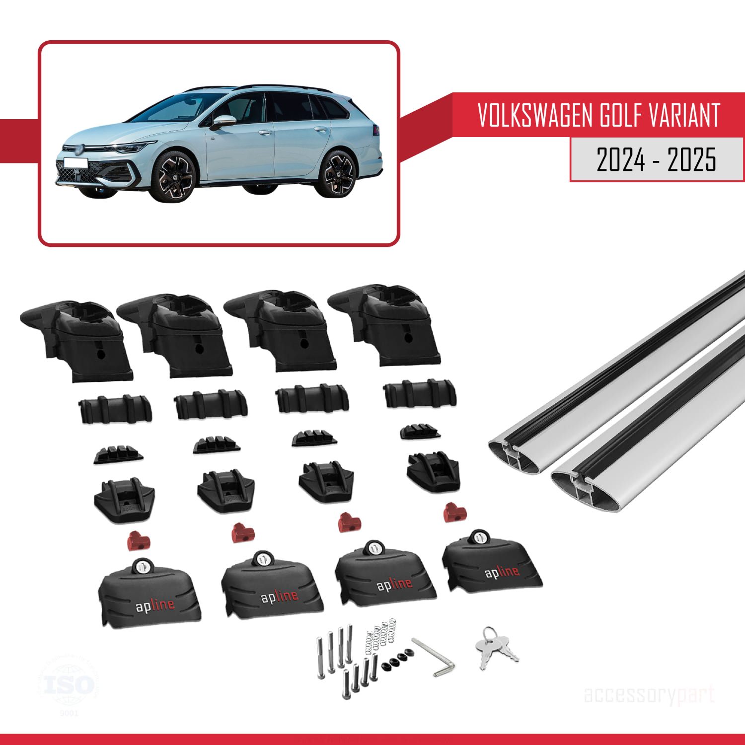 Volkswagen Golf Variant 2024-2025 Arası ile uyumlu ACE-2 Ara Atkı Tavan Barı Gri 2 Adet - Görsel 5