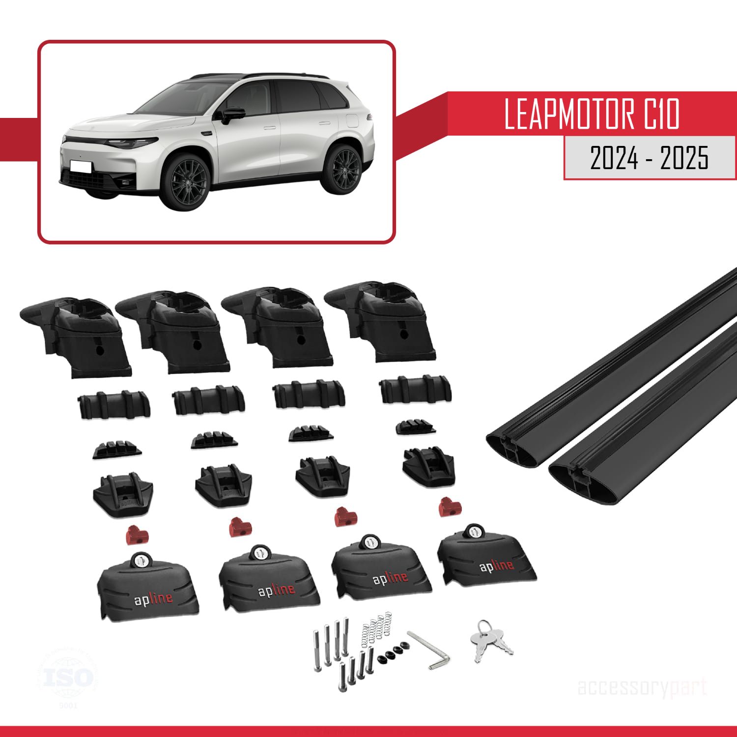 LEAPMOTOR C10 2024-2025 Arası ile uyumlu ACE-2 Ara Atkı Tavan Barı Siyah 2 Adet - Görsel 5