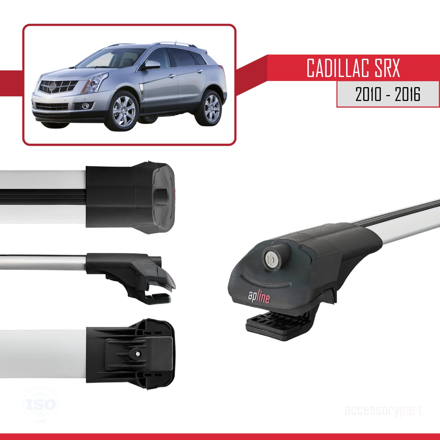 Cadillac SRX 2010-2016 Arası ile Uyumlu ACE-1 Ara Atkı Tavan Barı Gri 3 Adet - Görsel 3