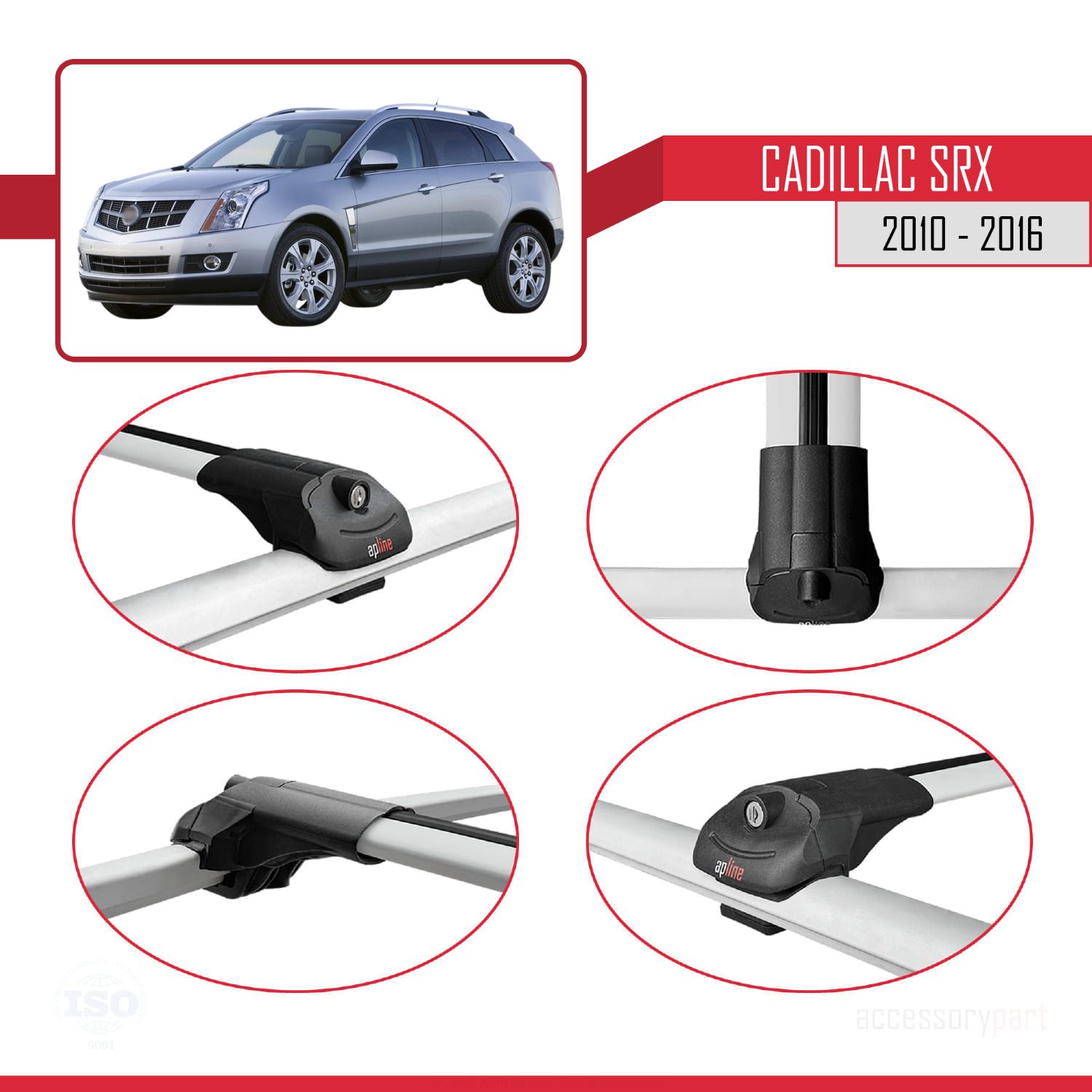 Cadillac SRX 2010-2016 Arası ile Uyumlu ACE-1 Ara Atkı Tavan Barı Gri 3 Adet - Görsel 4