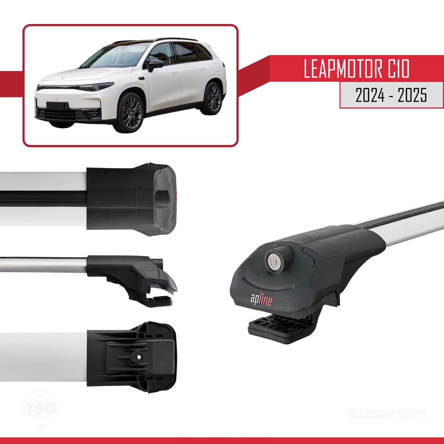 LEAPMOTOR C10 2024-2025 Arası ile Uyumlu ACE-1 Ara Atkı Tavan Barı Gri 3 Adet - Görsel 3