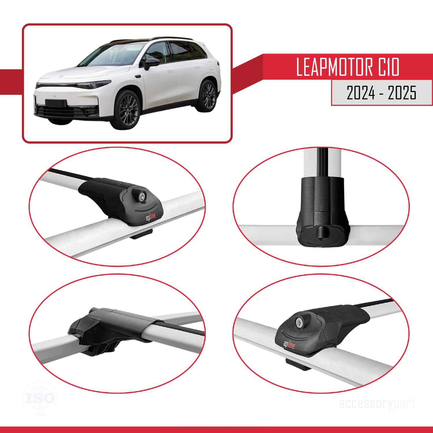 LEAPMOTOR C10 2024-2025 Arası ile Uyumlu ACE-1 Ara Atkı Tavan Barı Gri 3 Adet - Görsel 4