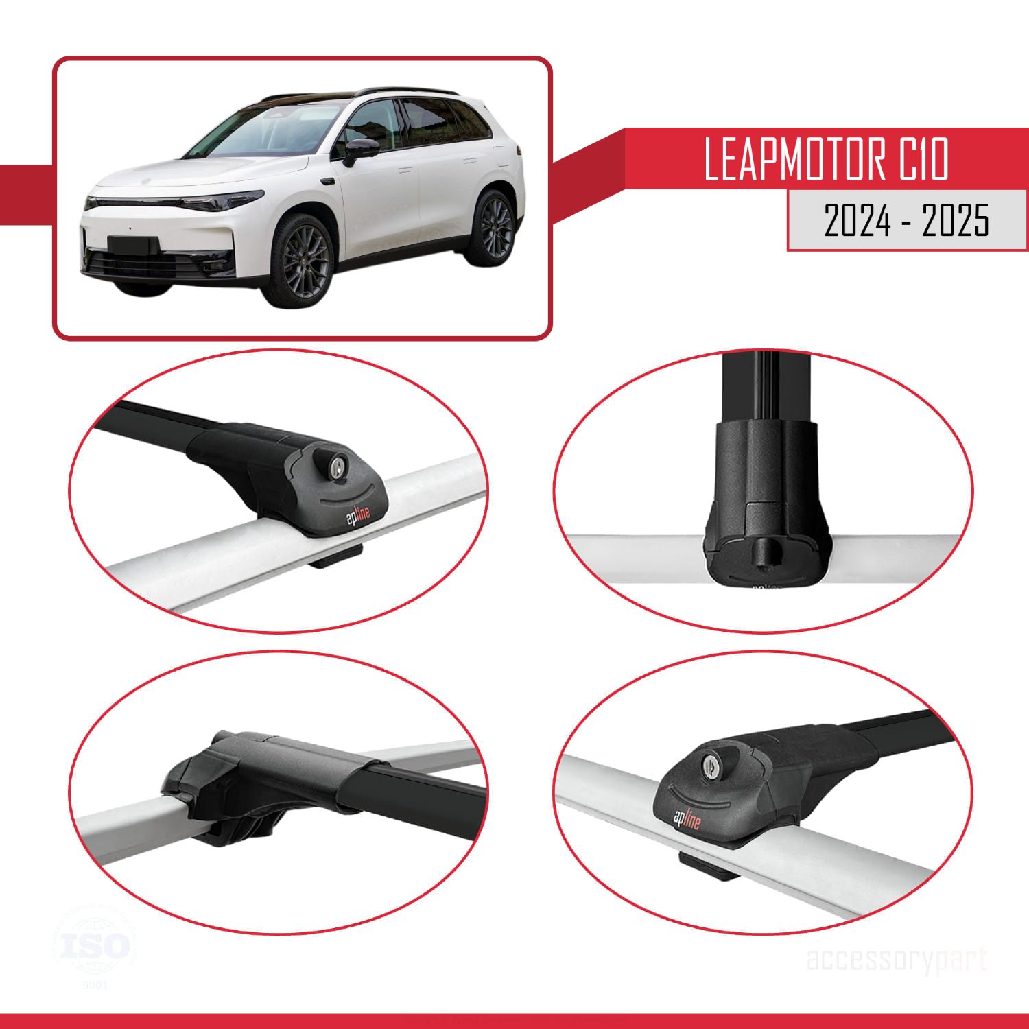 LEAPMOTOR C10 2024-2025 Arası ile Uyumlu ACE-1 Ara Atkı Tavan Barı Siyah 3 Adet - Görsel 4