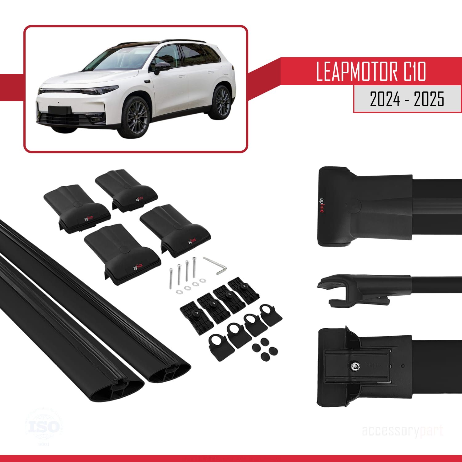 LEAPMOTOR C10 2024-2025 Arası ile Uyumlu FLY Model Ara Atkı Tavan Barı Siyah 2 Adet - Görsel 5