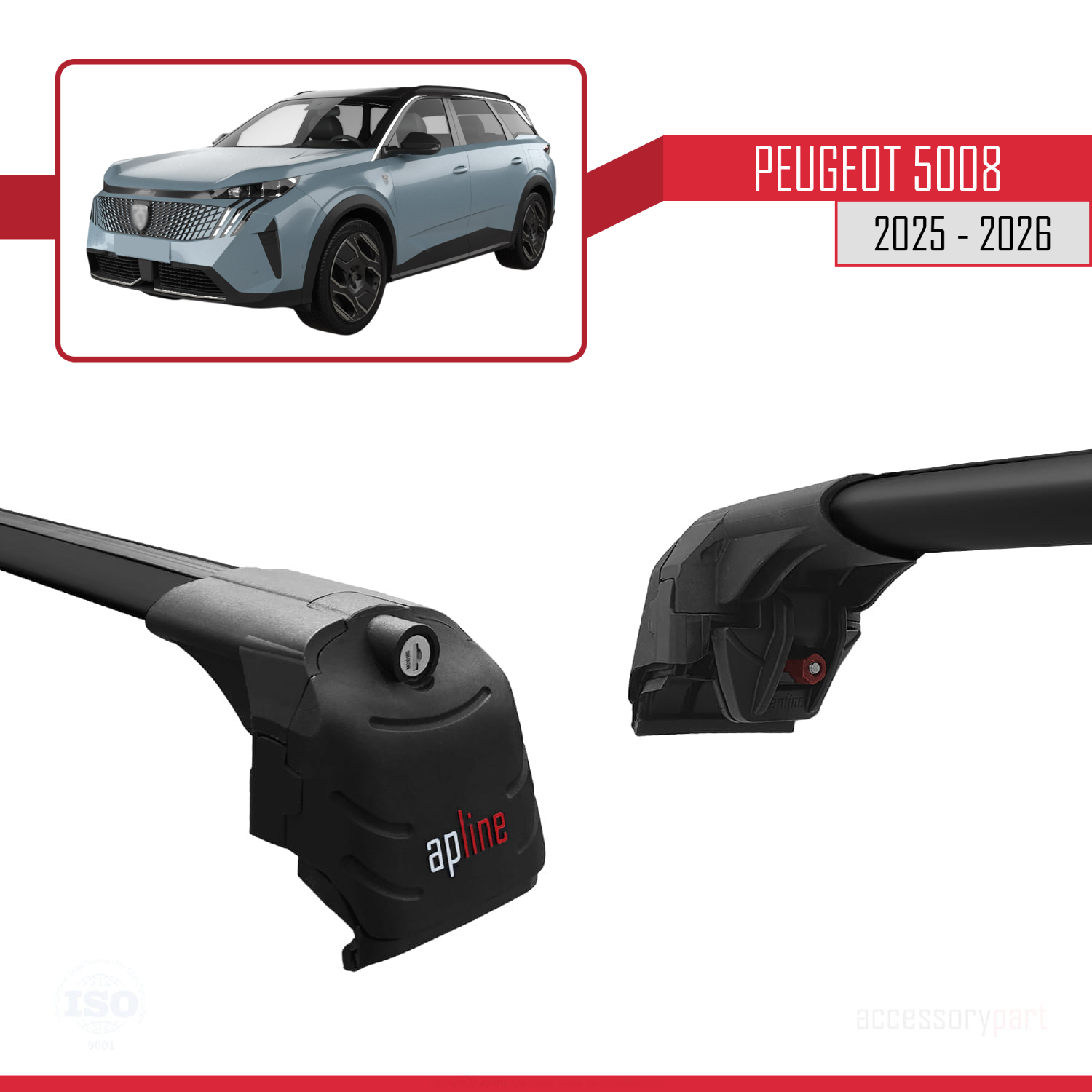 Peugeot 5008 2025-2026 Arası ile uyumlu ACE-2 Ara Atkı Tavan Barı Siyah 2 Adet - Görsel 3