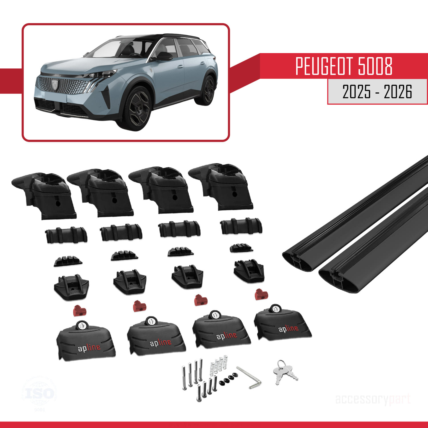 Peugeot 5008 2025-2026 Arası ile uyumlu ACE-2 Ara Atkı Tavan Barı Siyah 2 Adet - Görsel 5