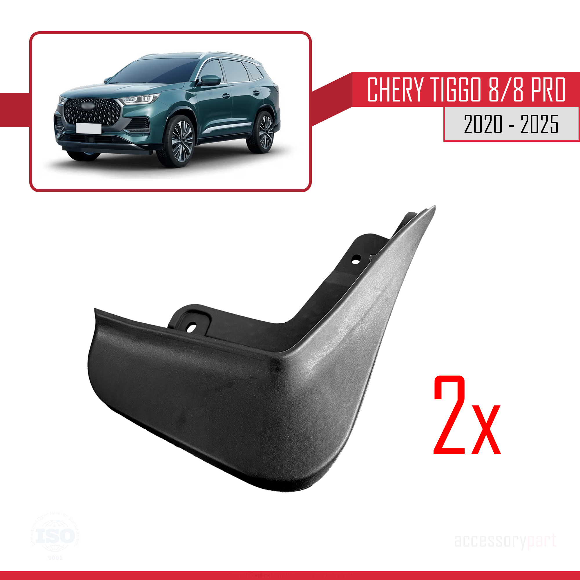 Chery Tiggo 8 / 8 Pro 2020-2025 Arası ile Uyumlu Ön Arka Takım Paçalık 4'lü Siyah - Görsel 3