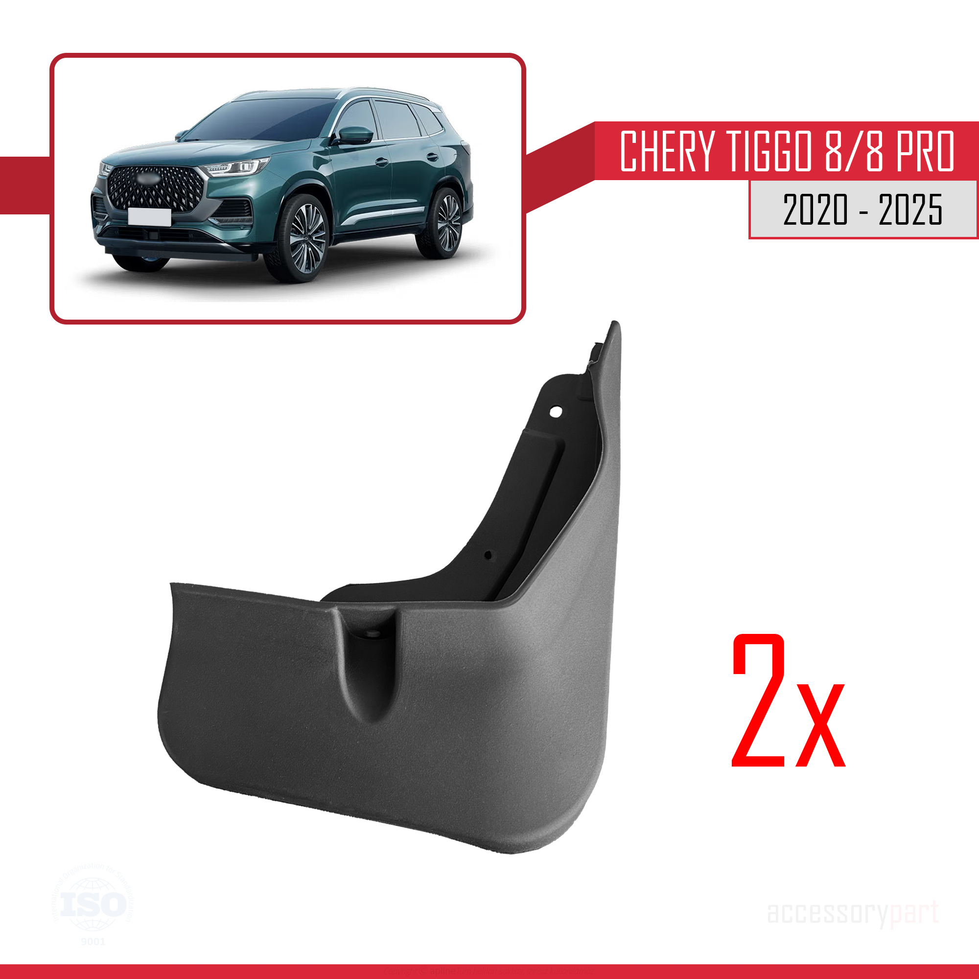 Chery Tiggo 8 / 8 Pro 2020-2025 Arası ile Uyumlu Ön Arka Takım Paçalık 4'lü Siyah - Görsel 4