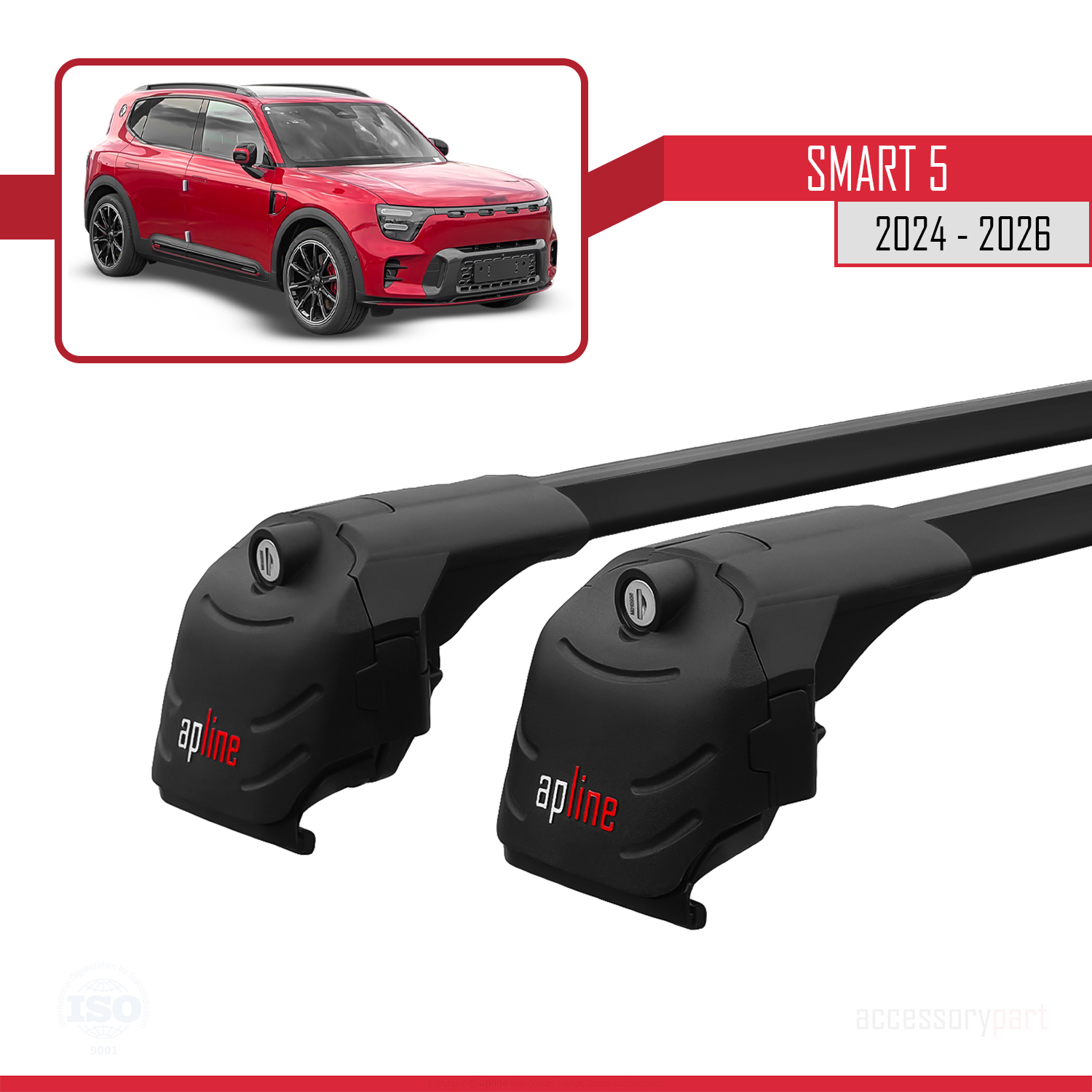 SMART #5 2024 ve Sonrası ile uyumlu ACE-2 Ara Atkı Tavan Barı Siyah 2 Adet - Görsel 3