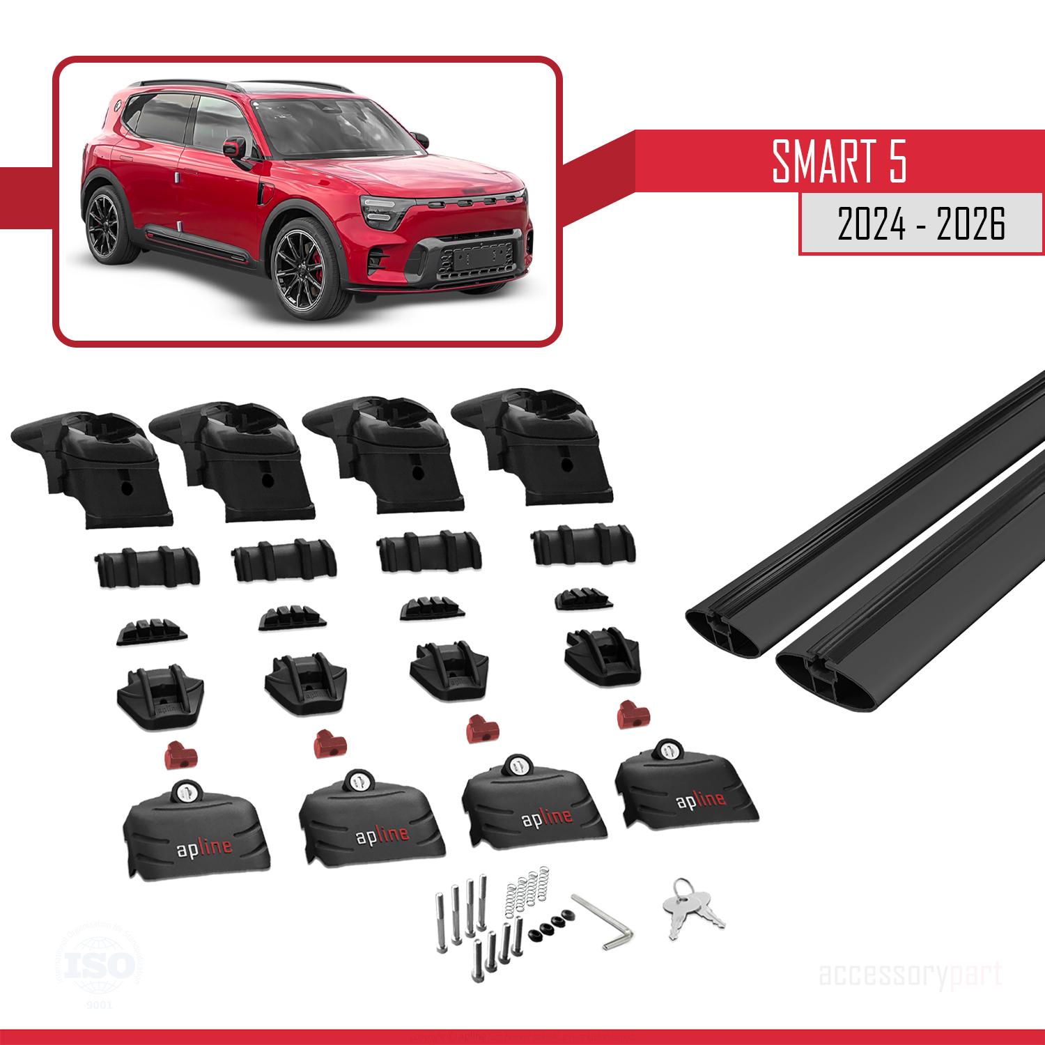 SMART #5 2024 ve Sonrası ile uyumlu ACE-2 Ara Atkı Tavan Barı Siyah 2 Adet - Görsel 5