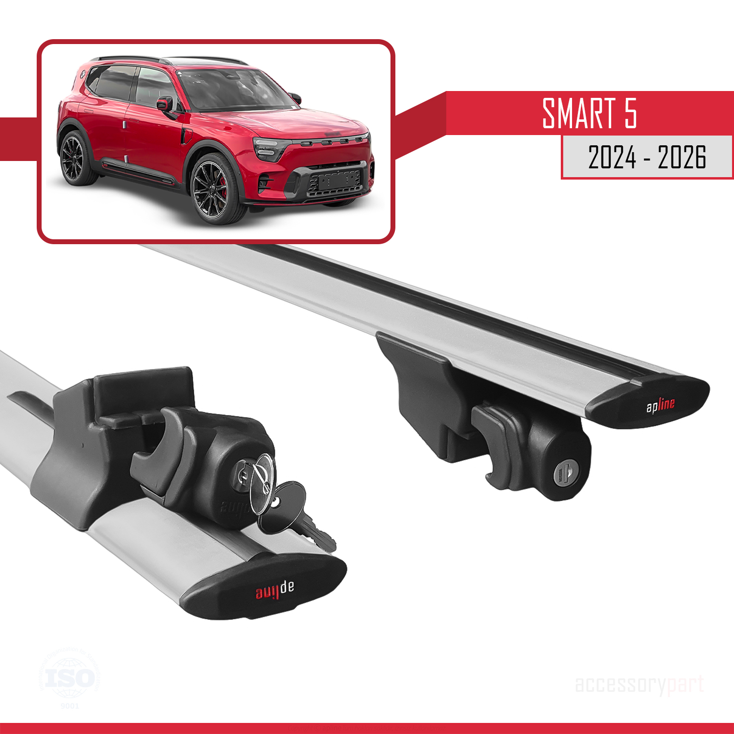 SMART #5 2024 ve Sonrası ile Uyumlu HOOK Model Ara Atkı Tavan Barı Gri 2 Adet - Görsel 5