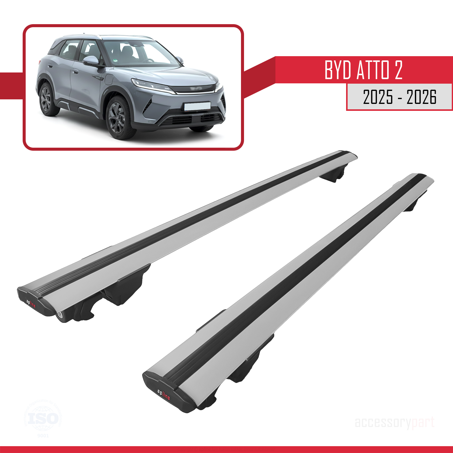 BYD Atto 2 2025 ve Sonrası ile Uyumlu HOOK Model Ara Atkı Tavan Barı Gri 2 Adet - Görsel 4