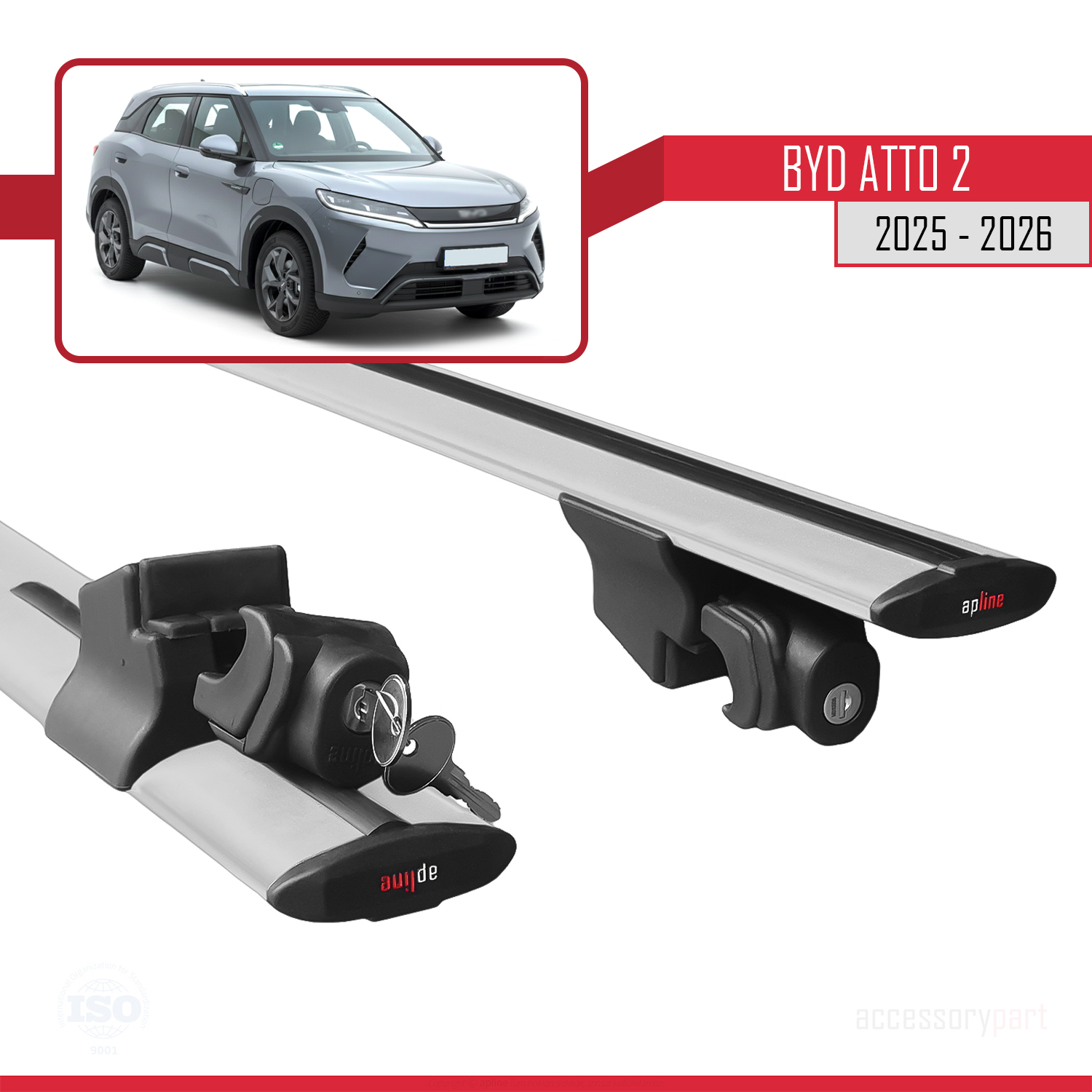 BYD Atto 2 2025 ve Sonrası ile Uyumlu HOOK Model Ara Atkı Tavan Barı Gri 2 Adet - Görsel 5