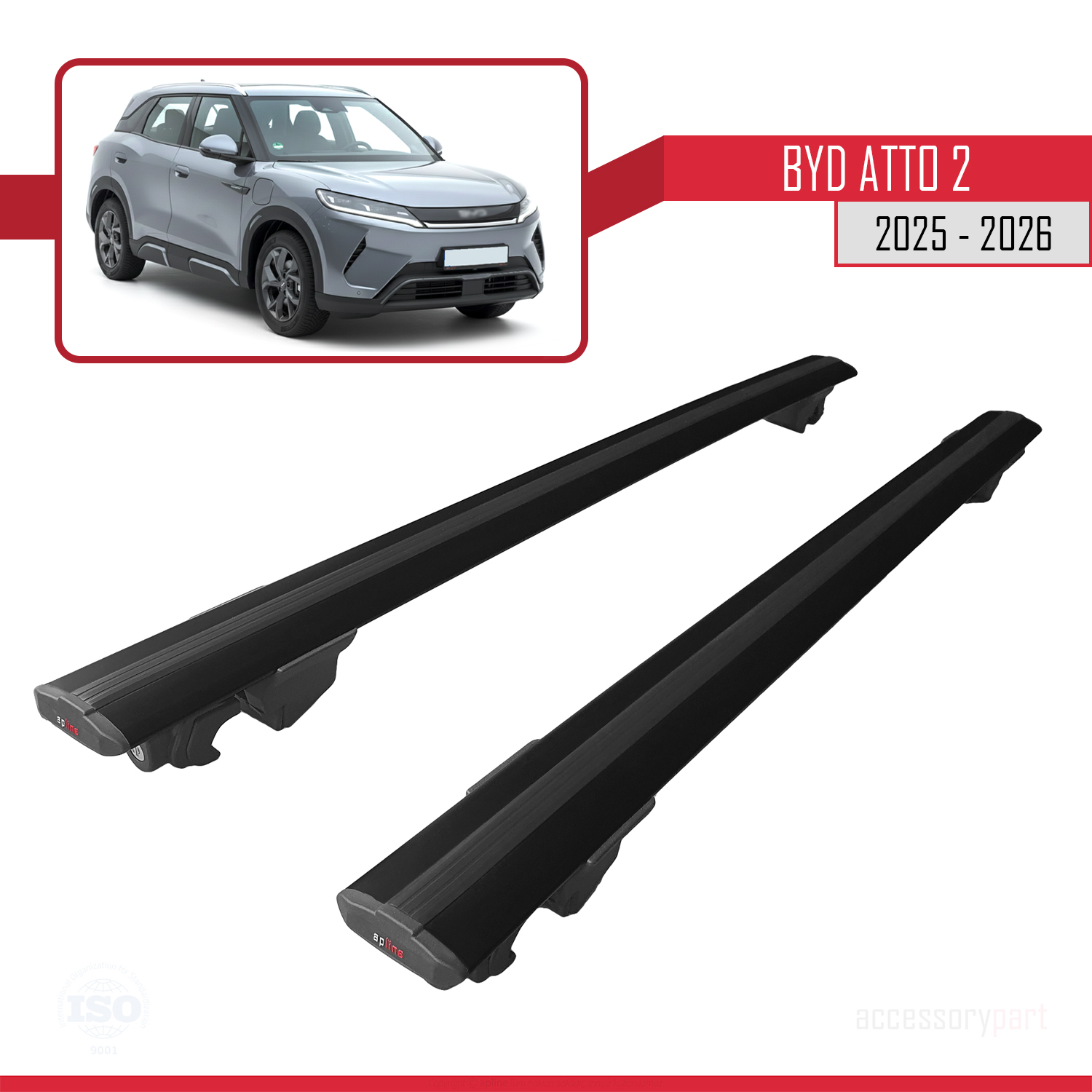 BYD Atto 2 2025 ve Sonrası ile Uyumlu HOOK Model Ara Atkı Tavan Barı Siyah 2 Adet - Görsel 4