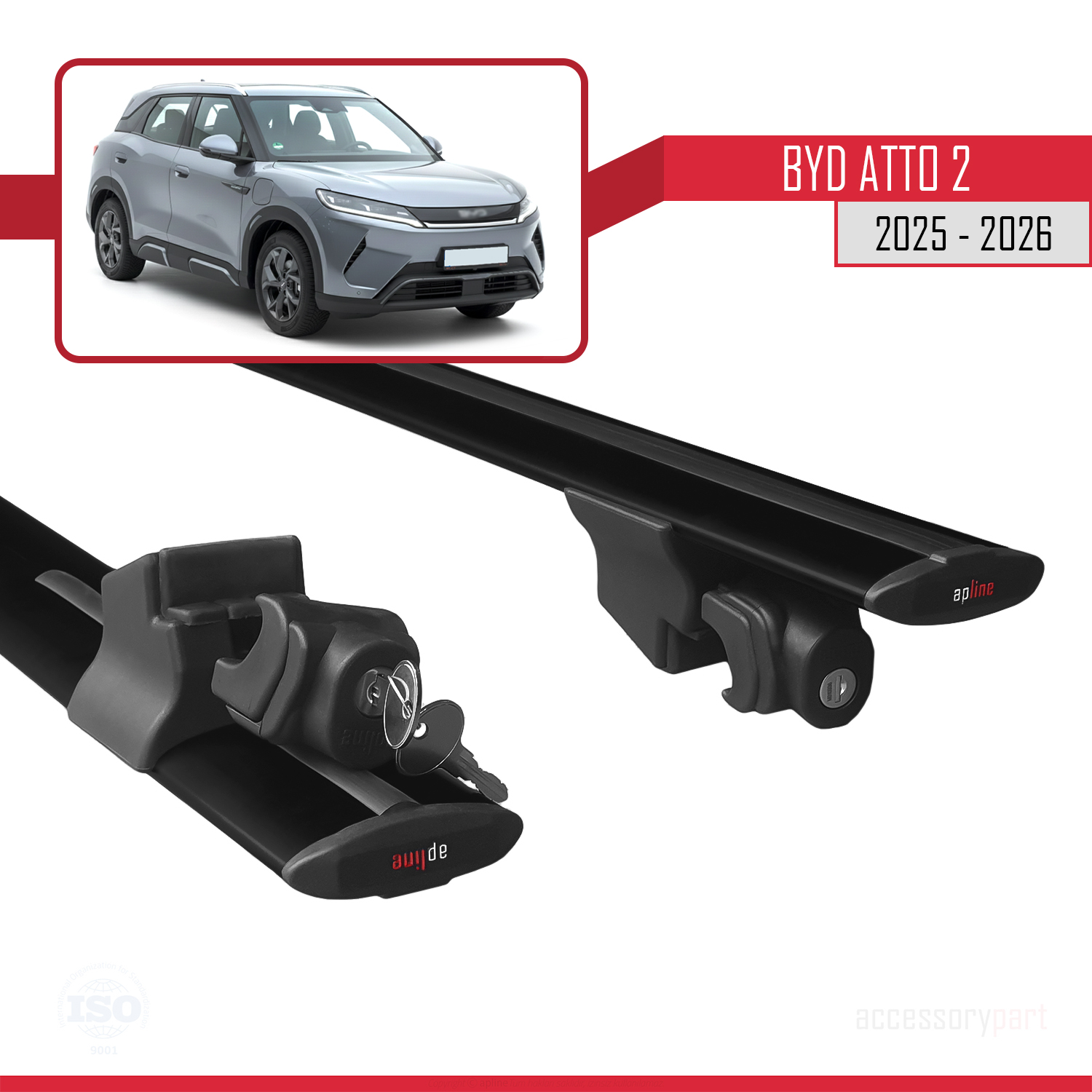 BYD Atto 2 2025 ve Sonrası ile Uyumlu HOOK Model Ara Atkı Tavan Barı Siyah 2 Adet - Görsel 5